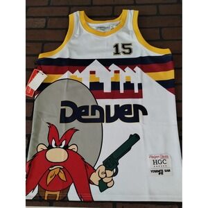 YOSEMITE SAM / DENVER White Headgear Classics Basketball Jersey ~Never Worn~‎ M